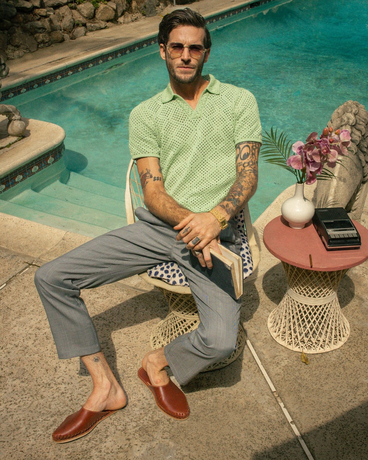 The Antibes Crochet Shirt - Pistachio - Dandy Del Mar