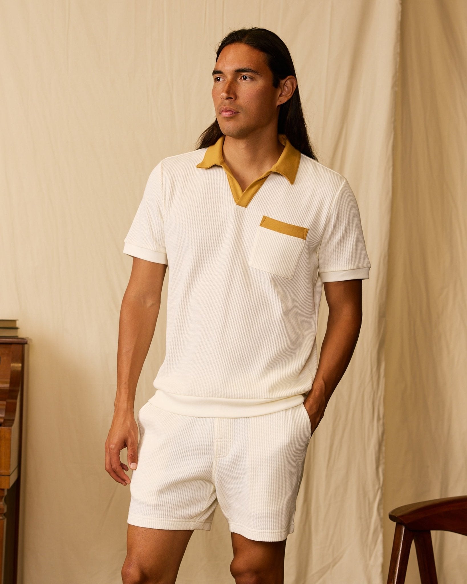 The Cannes Waffle Knit Shirt - Vintage Ivory - Dandy Del Mar