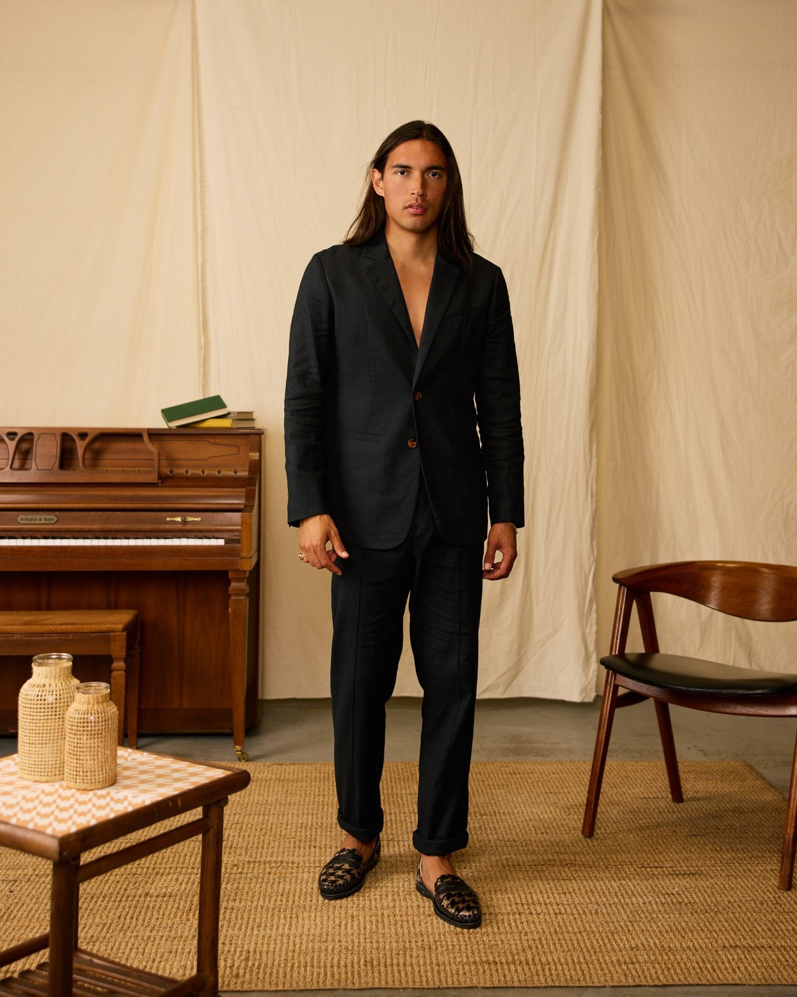 The Brisa Linen Blazer - Onyx - Dandy Del Mar