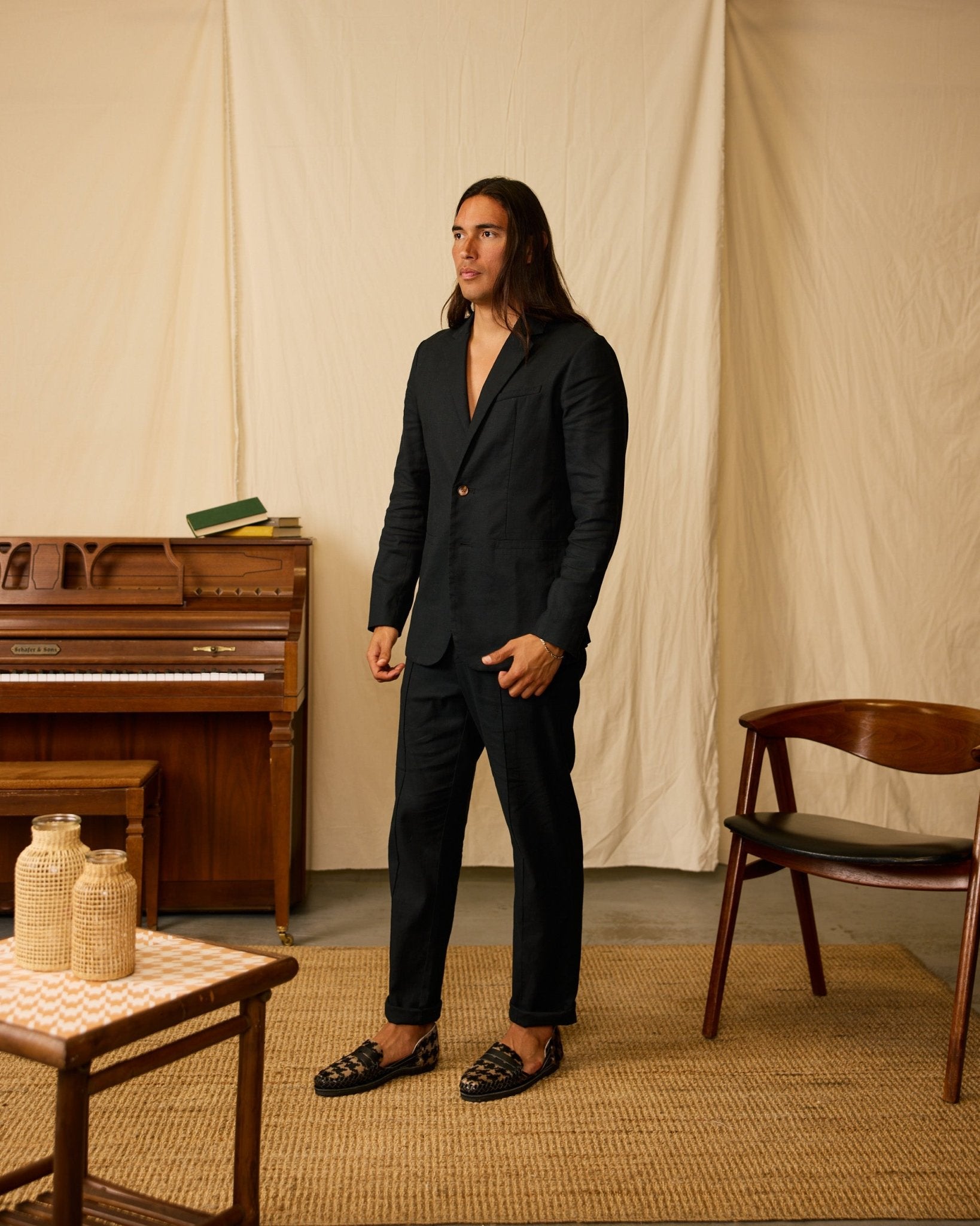 The Brisa Linen Blazer - Onyx - Dandy Del Mar