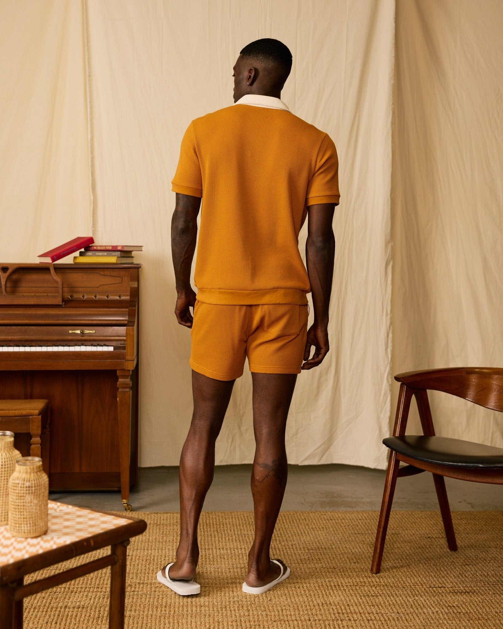 The Cannes Waffle Knit Shorts - Burnt Sienna - Dandy Del Mar