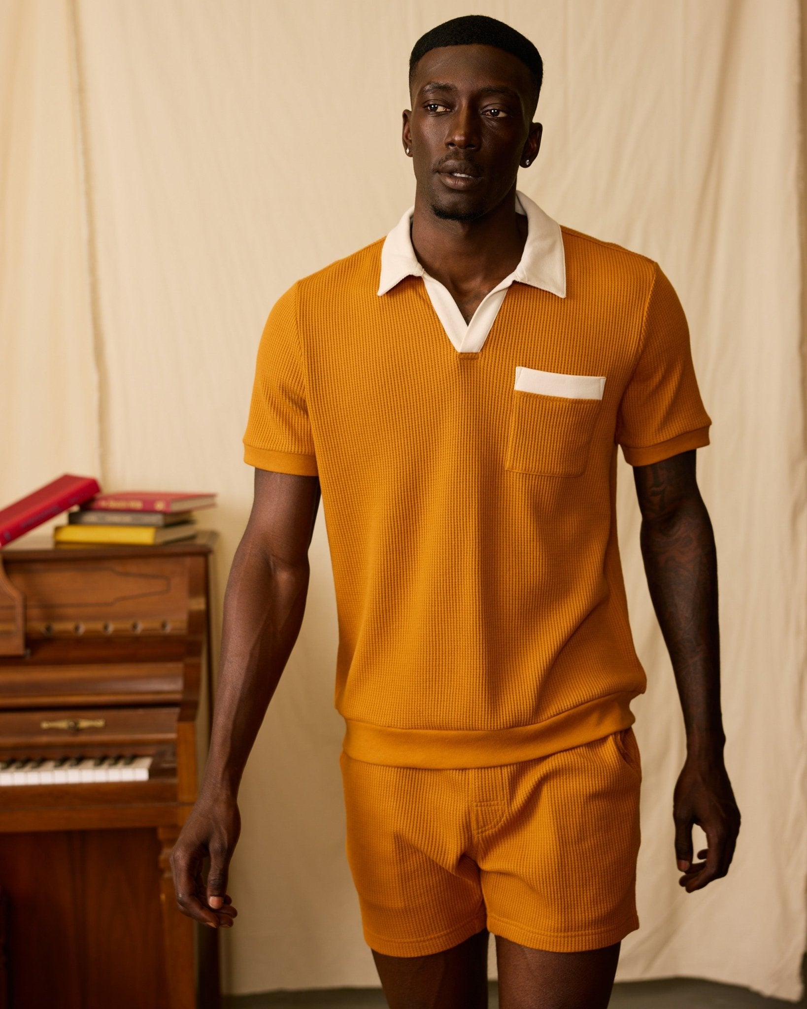 The Cannes Waffle Knit Shirt - Burnt Sienna – Dandy Del Mar