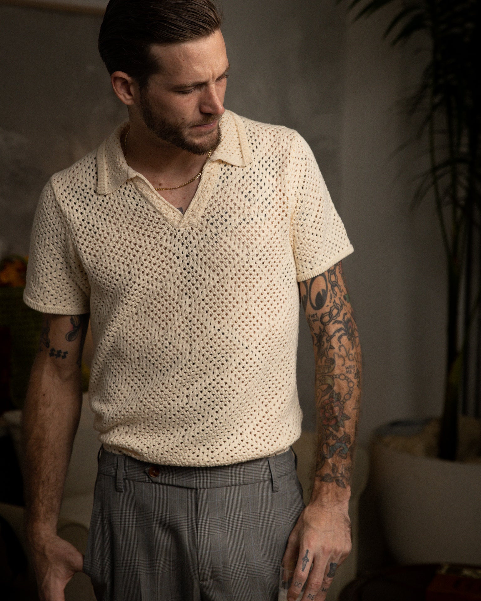 The Antibes Crochet Shirt - Vintage Ivory - Dandy Del Mar