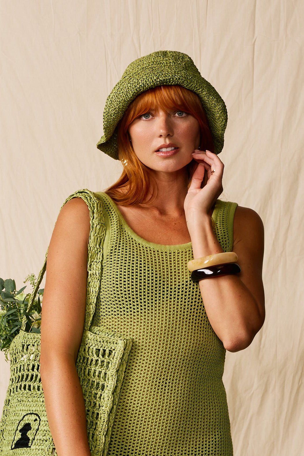 The Amabile Raffia Hat - Verde - Dandy Del Mar