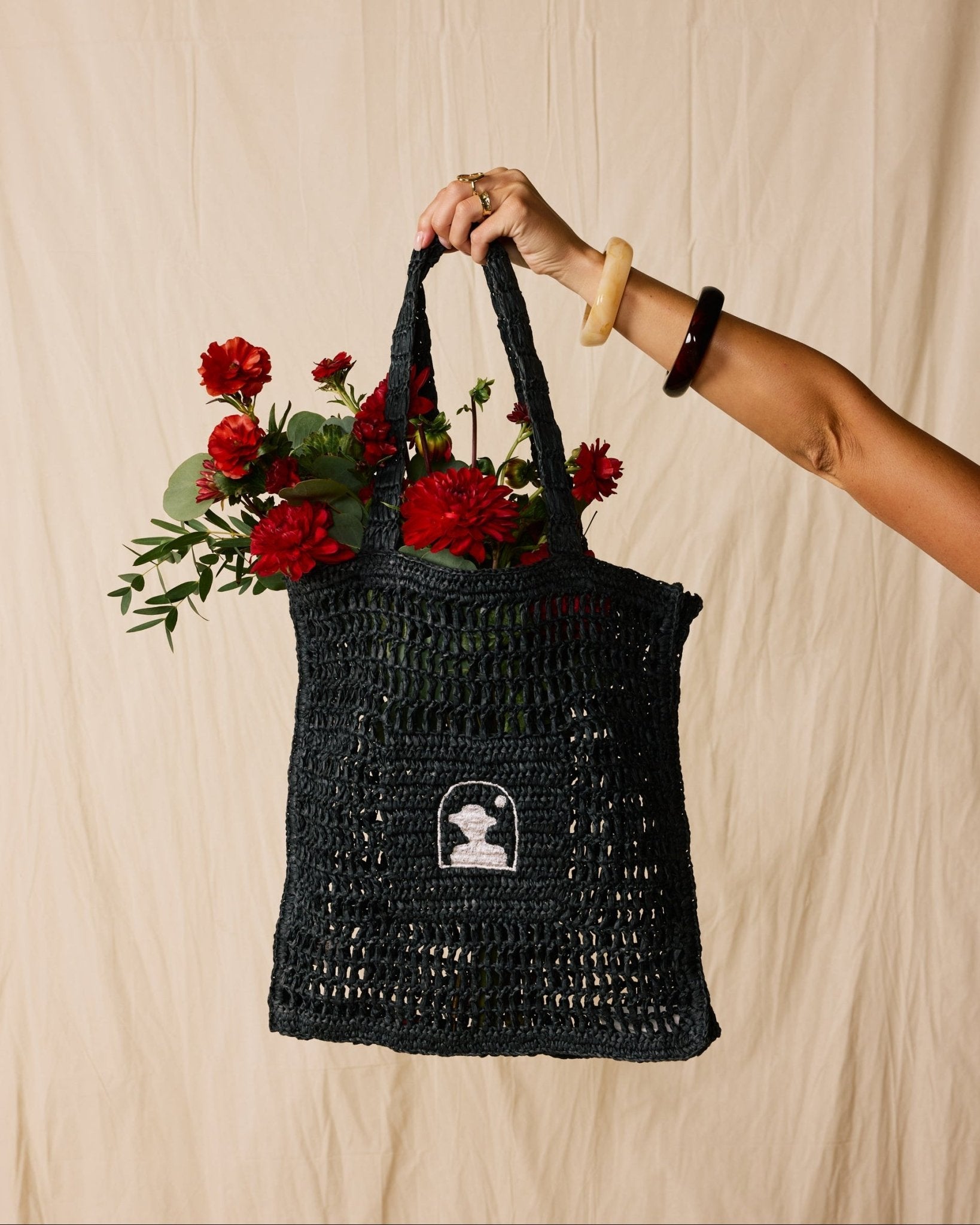 The Amabile Raffia Bag - Onyx - Dandy Del Mar