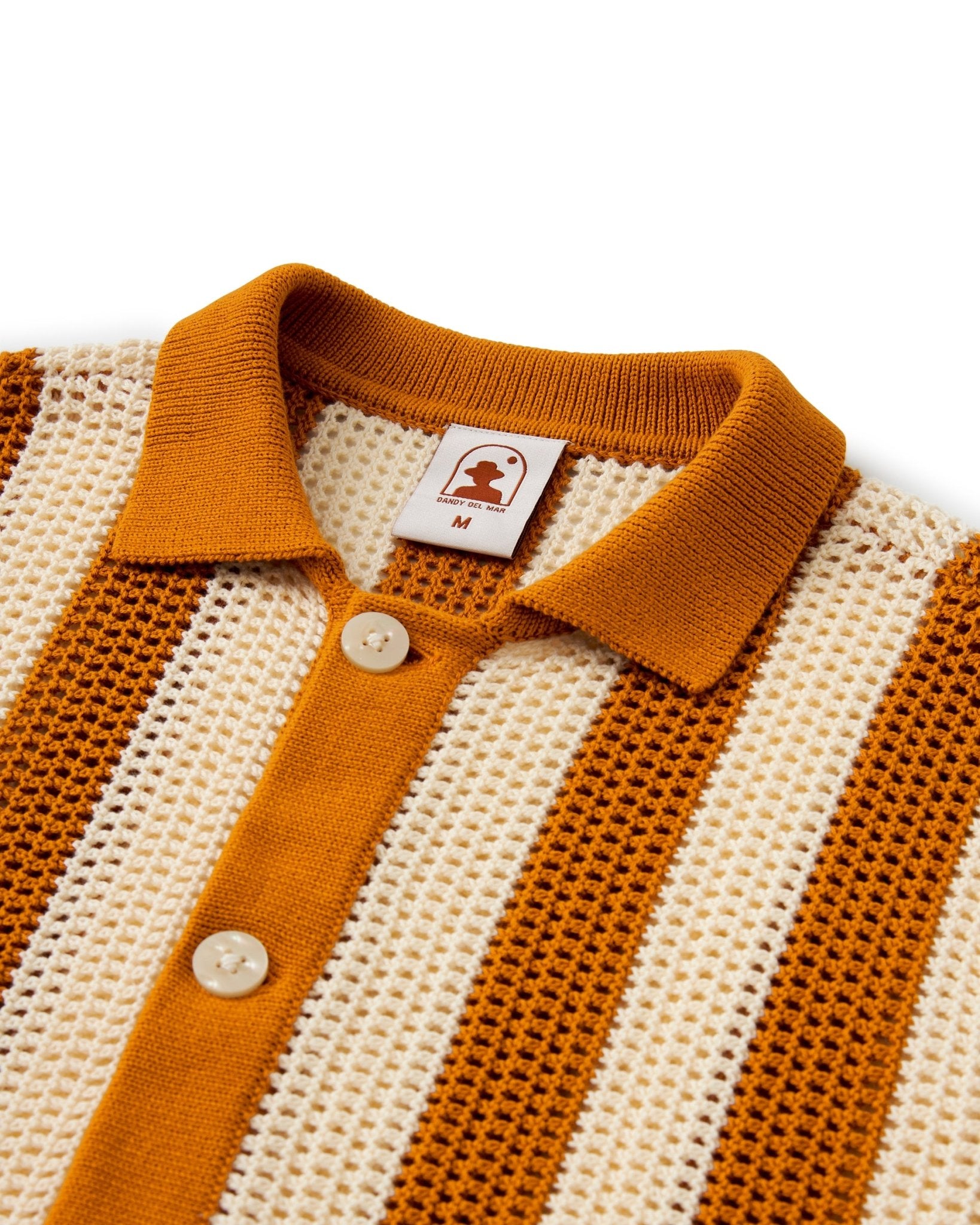 The Dominica Crochet Shirt - Burnt Sienna Stripe - Dandy Del Mar