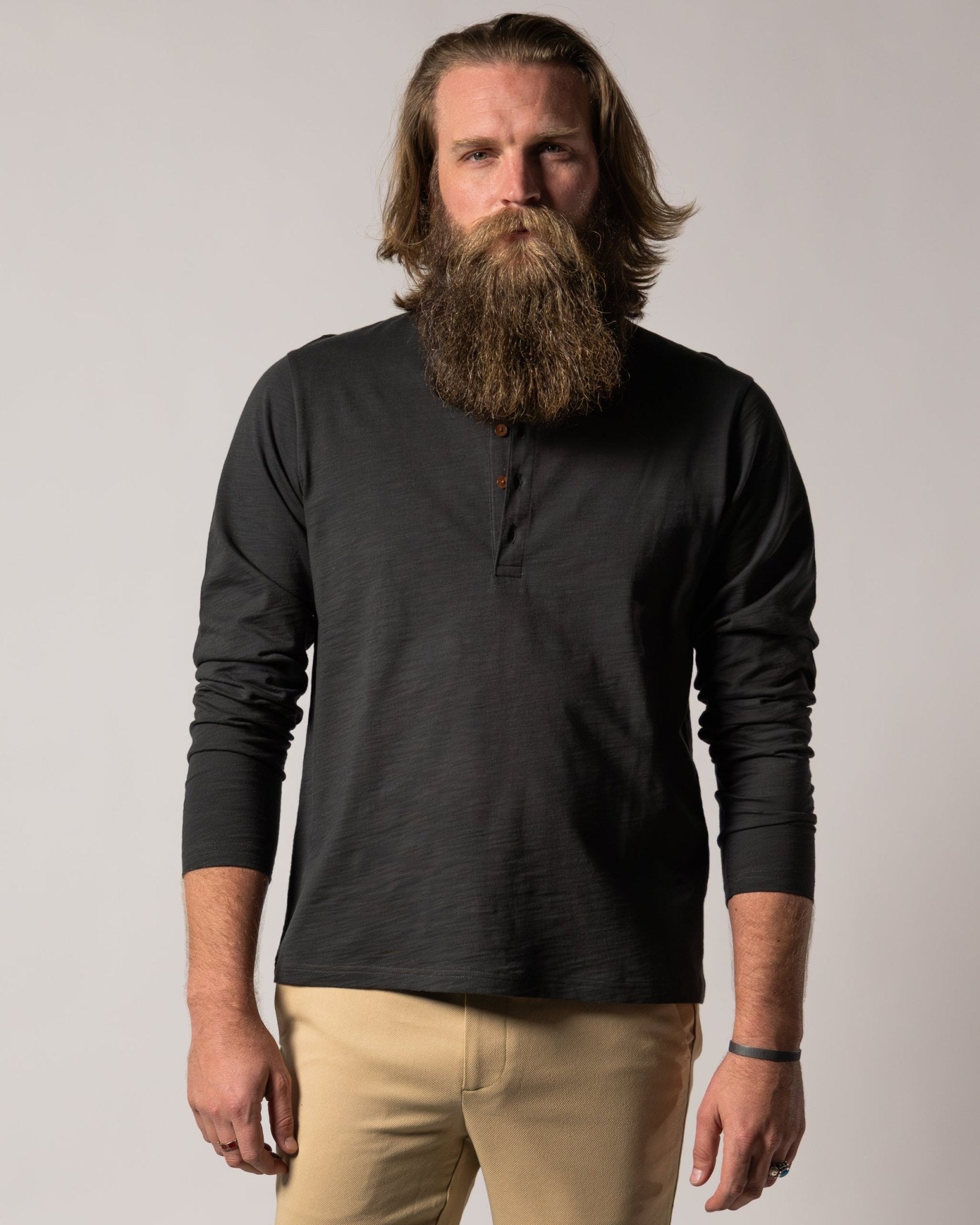 The Ensenada Long Sleeve Henley - Albatross – Dandy Del Mar