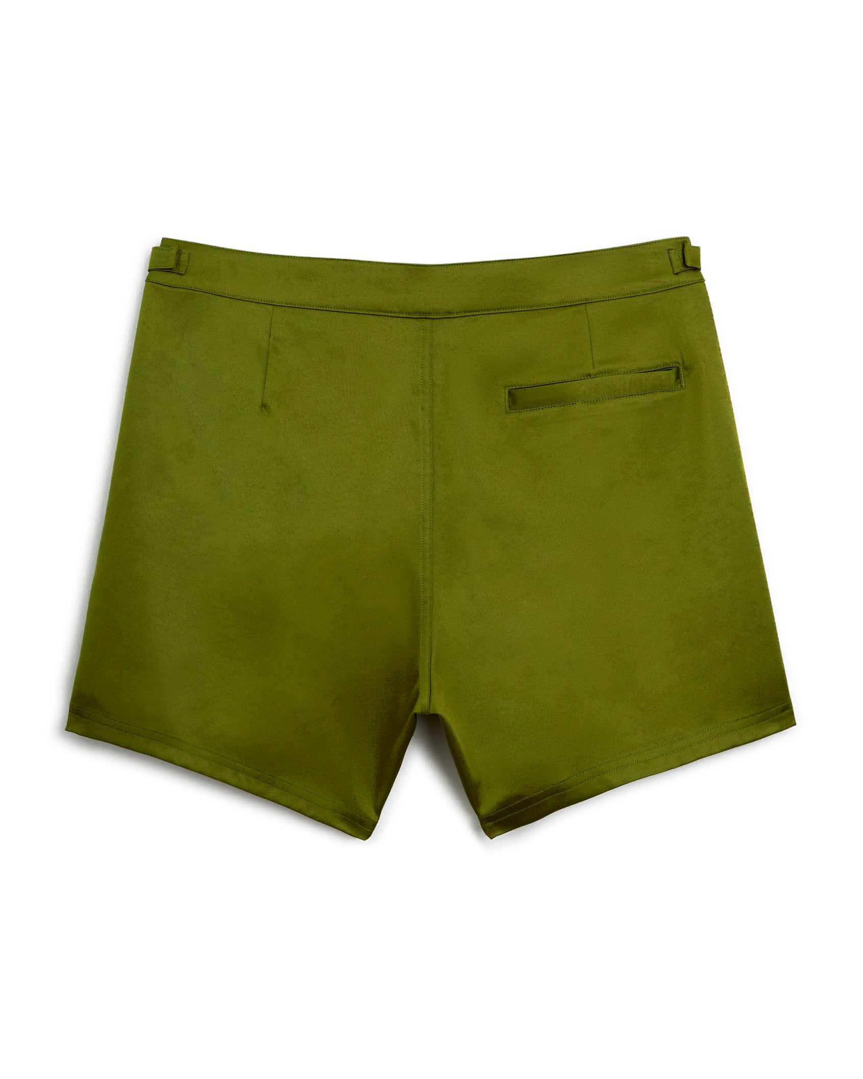 Men's Dandy Del Mar Mallorca Swim-Walk Short - Arbequina featuring adjustable antique brass side fasteners.