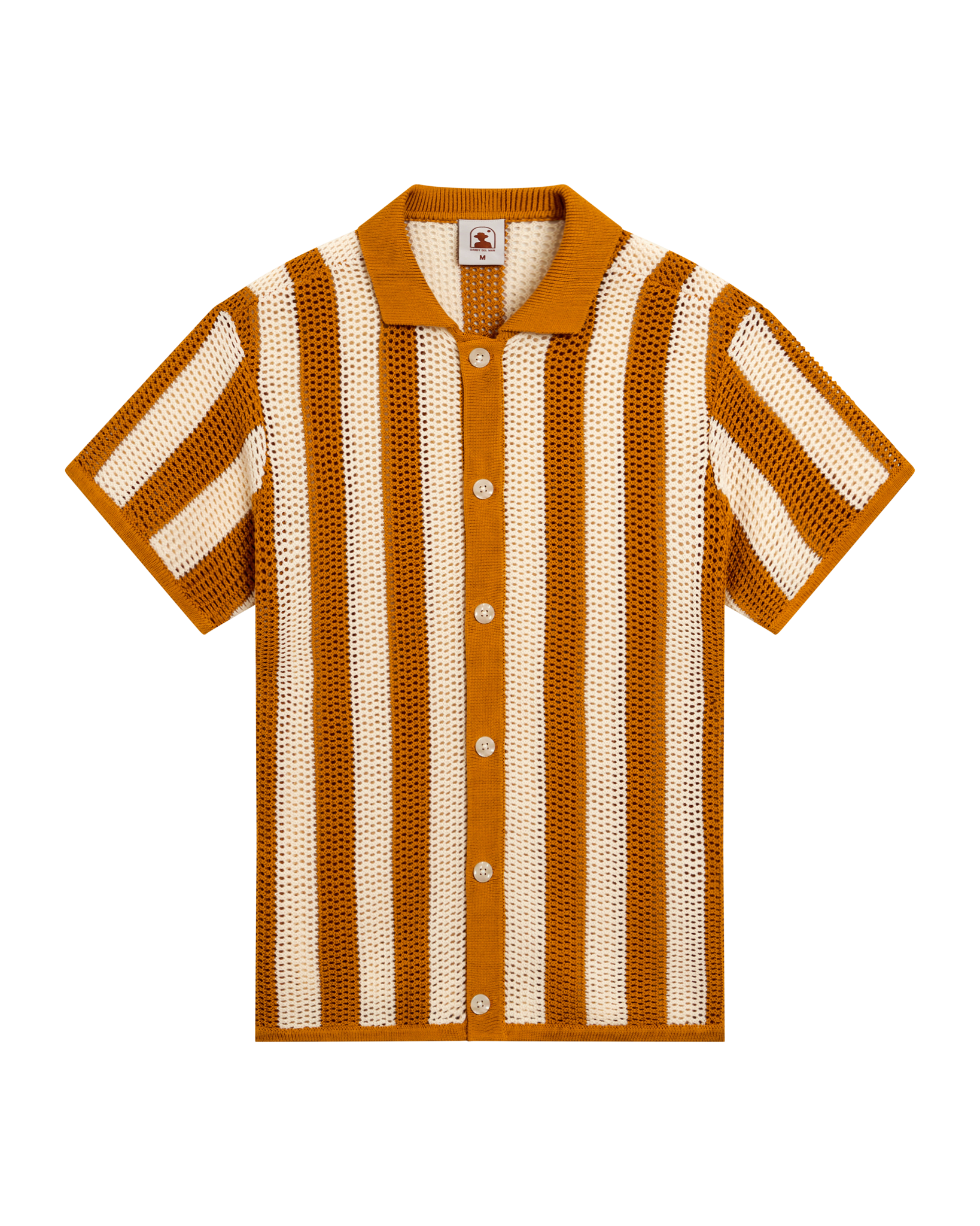 The Dominica Crochet Shirt - Burnt Sienna Stripe - Dandy Del Mar