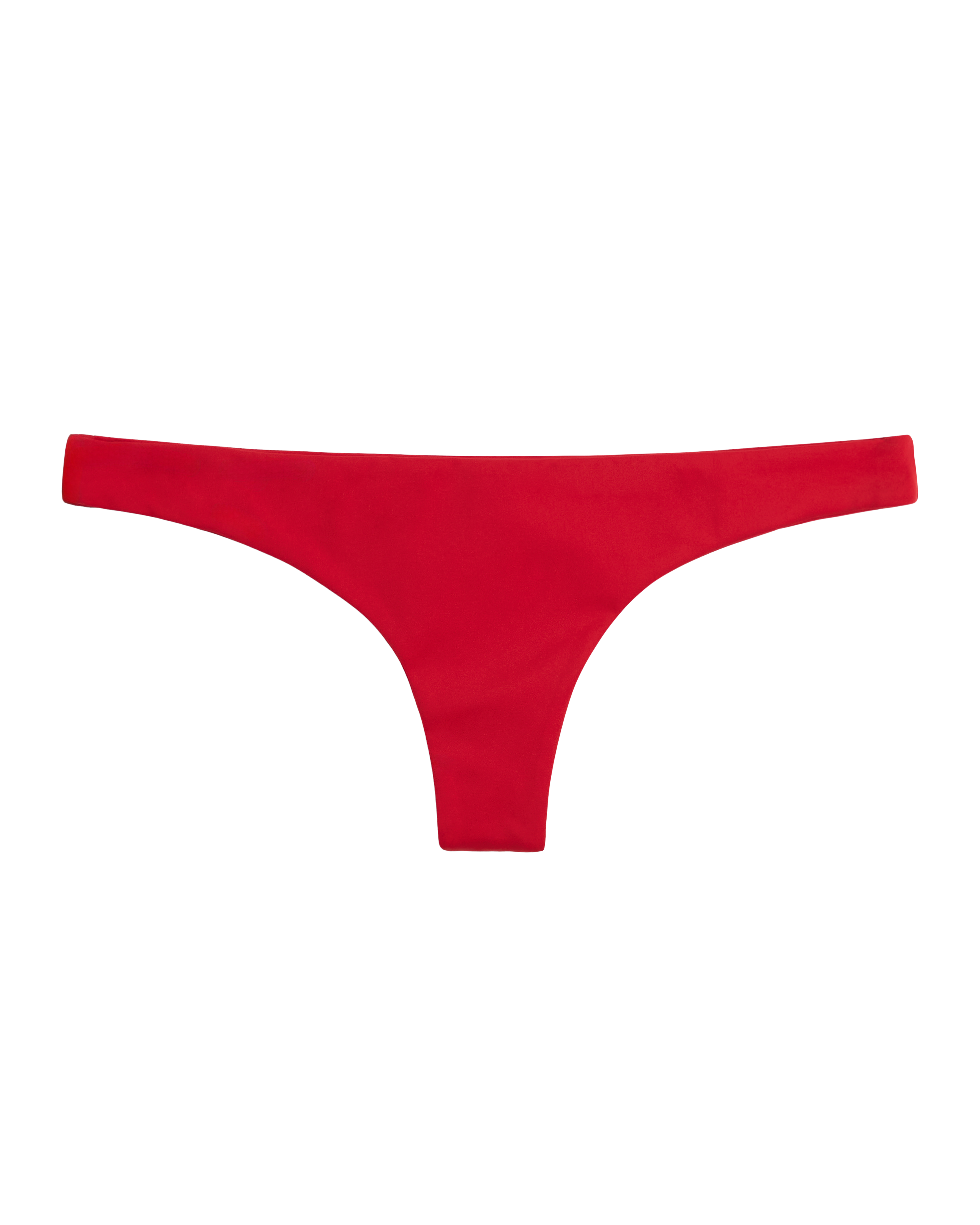 The Gomera Bottom - Pico by Dandy Del Mar, a plain red mid-rise thong underwear, is displayed against a white background.