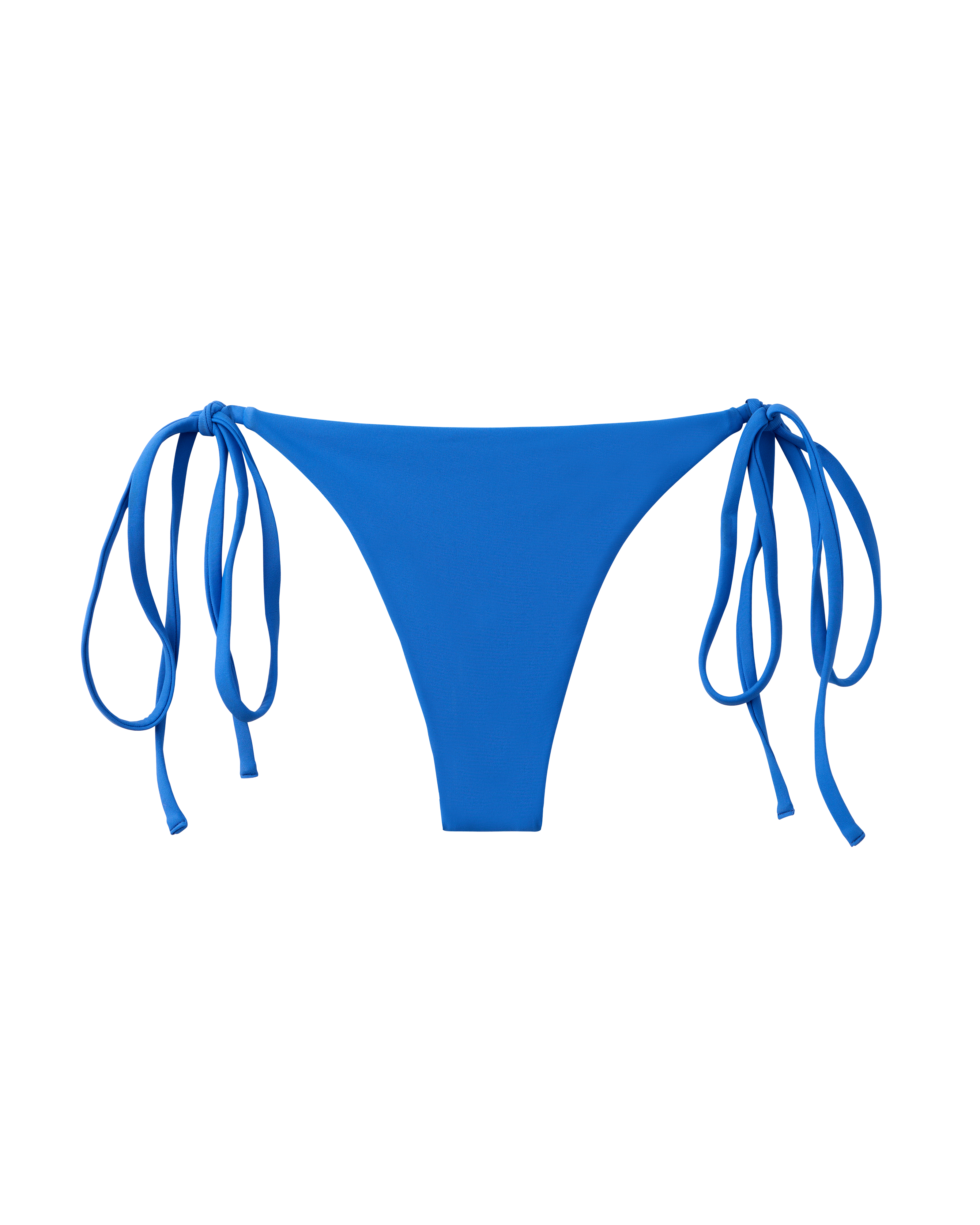 The Kokomo Bottom - Solana by Dandy Del Mar features a bright blue shade and adjustable side ties, showcased on a plain white background.