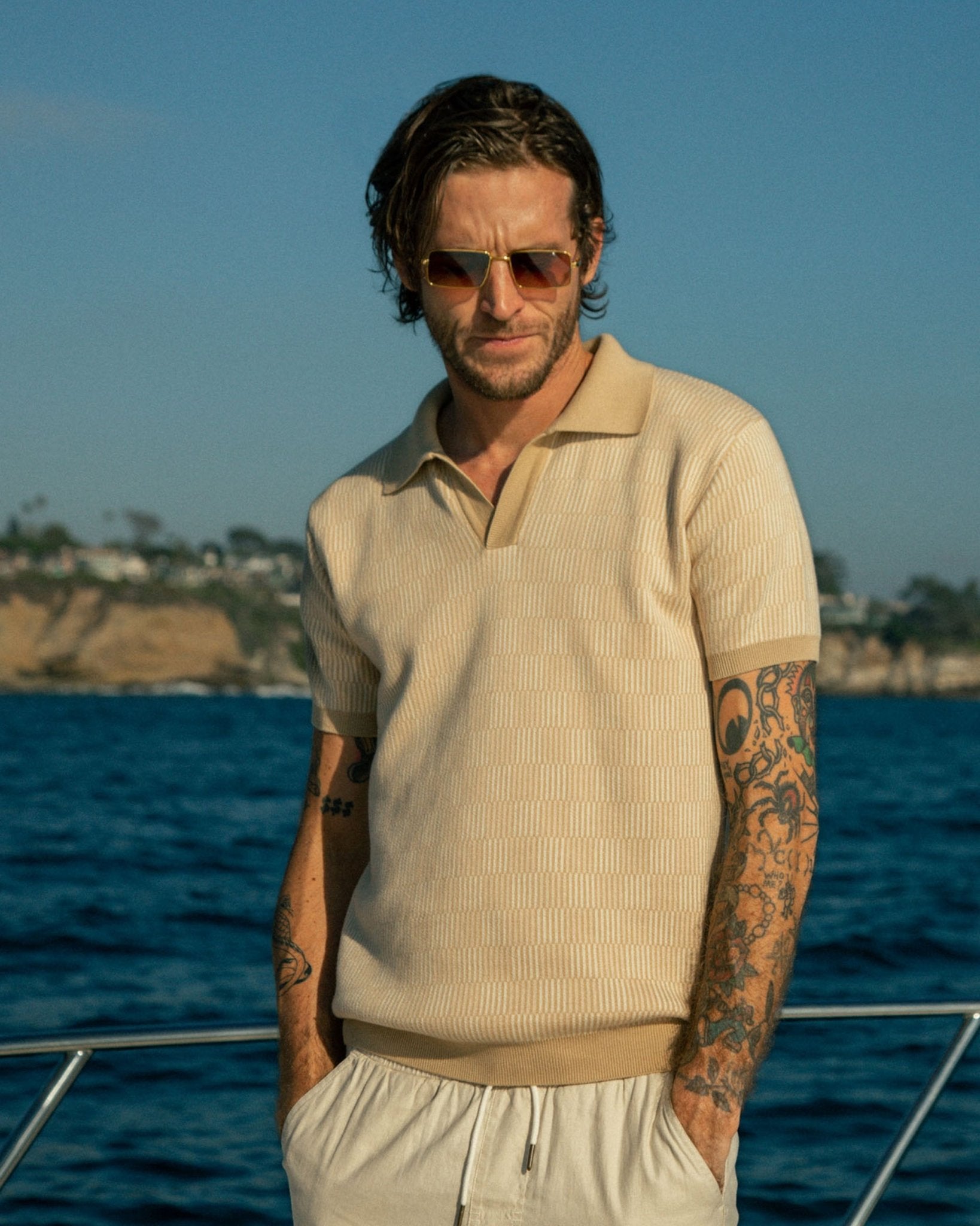 The Sebastian Knit Polo Shirt - Shell – Dandy Del Mar