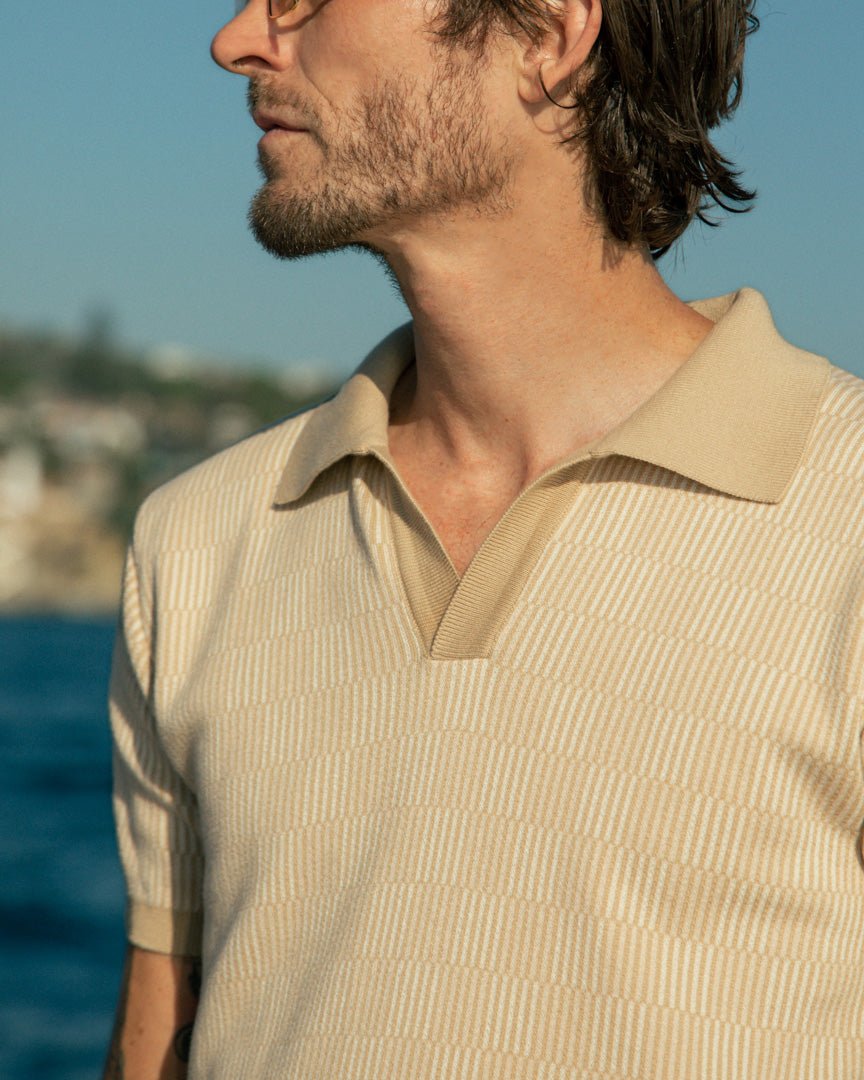 The Sebastian Knit Polo - Shell - Dandy Del Mar