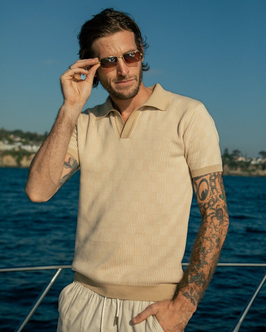 The Sebastian Knit Polo - Shell - Dandy Del Mar