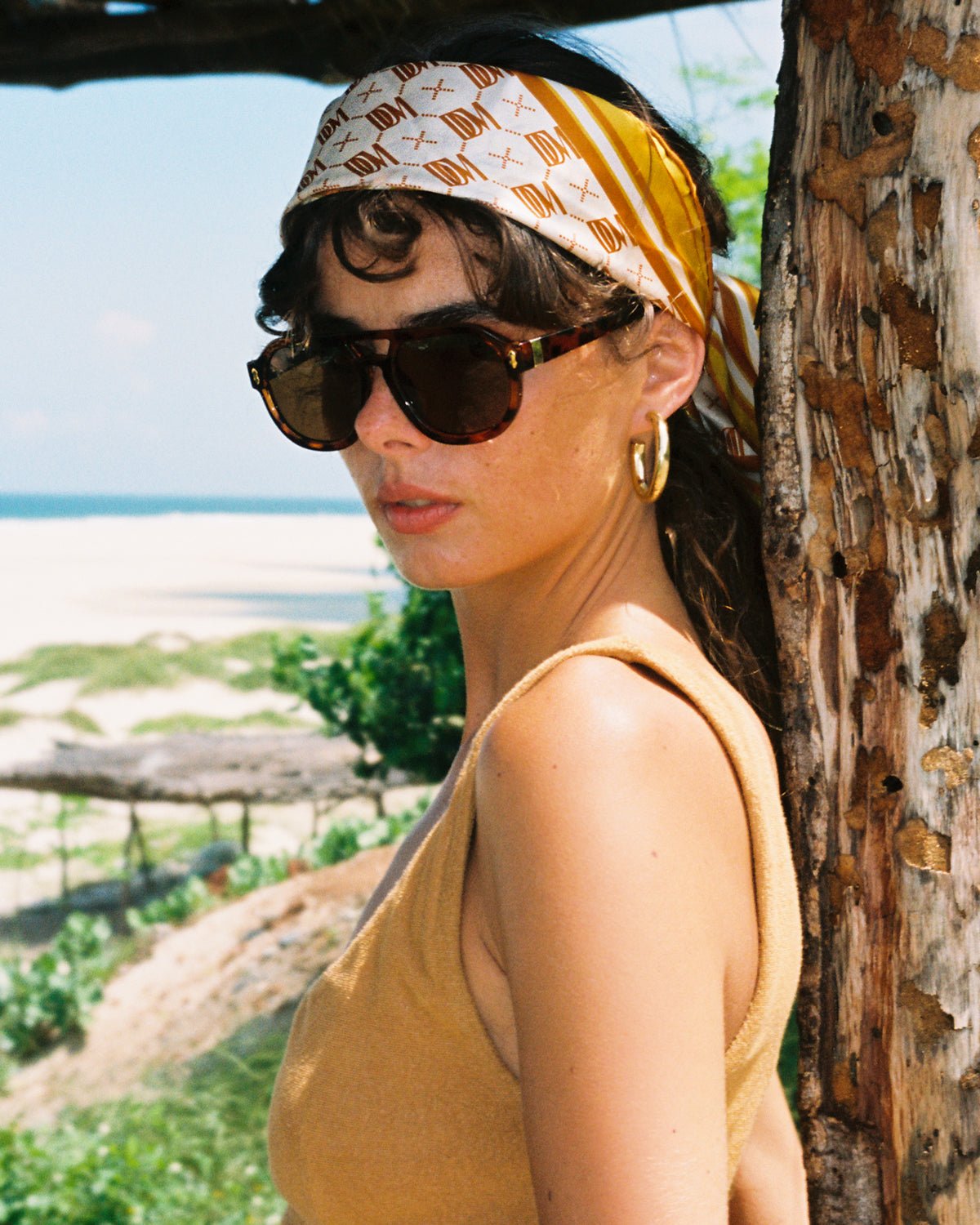 The Moorea Silk Satin Scarf - DDM Monogram - Dandy Del Mar