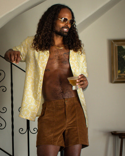 The Grenadine Crinkle Gauze Shirt - Cream Fleur Print - Dandy Del Mar