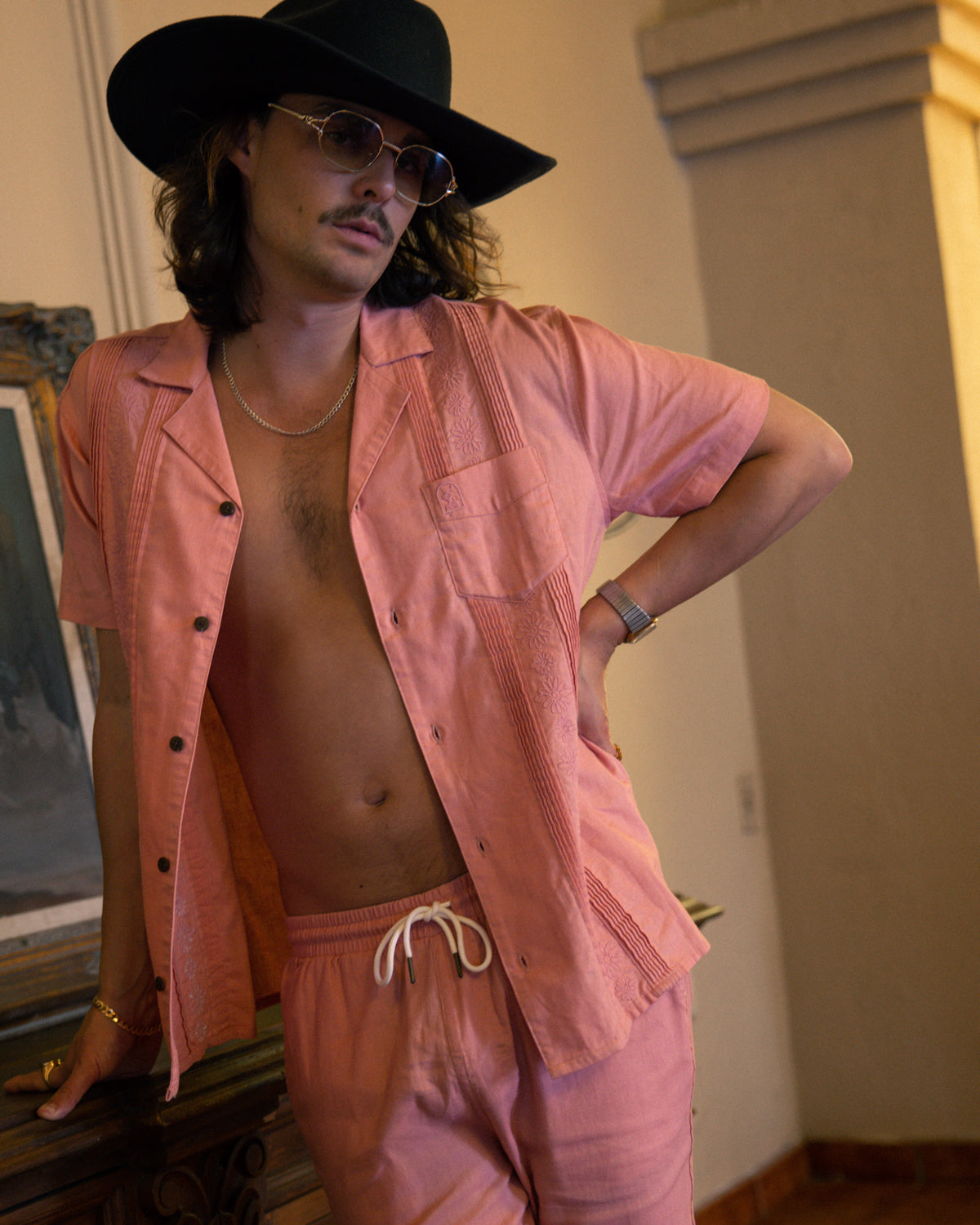 The Brisa Linen Shirt - Spanish Rose