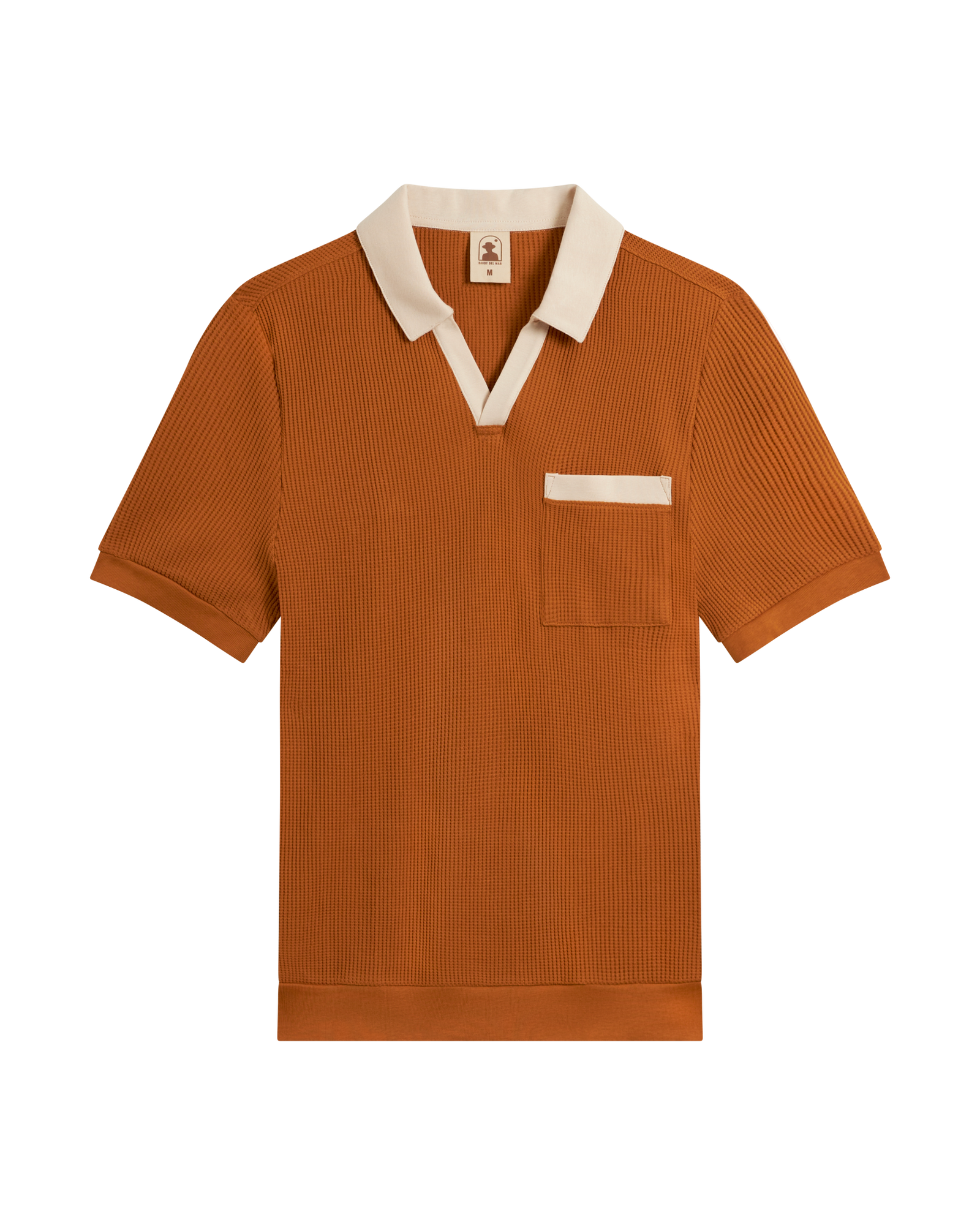 Men's Cannes Waffle Knit Polo Shirt - Burnt Sienna – Dandy Del Mar