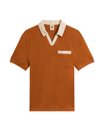 The Cannes Waffle Knit Shirt - Burnt Sienna
