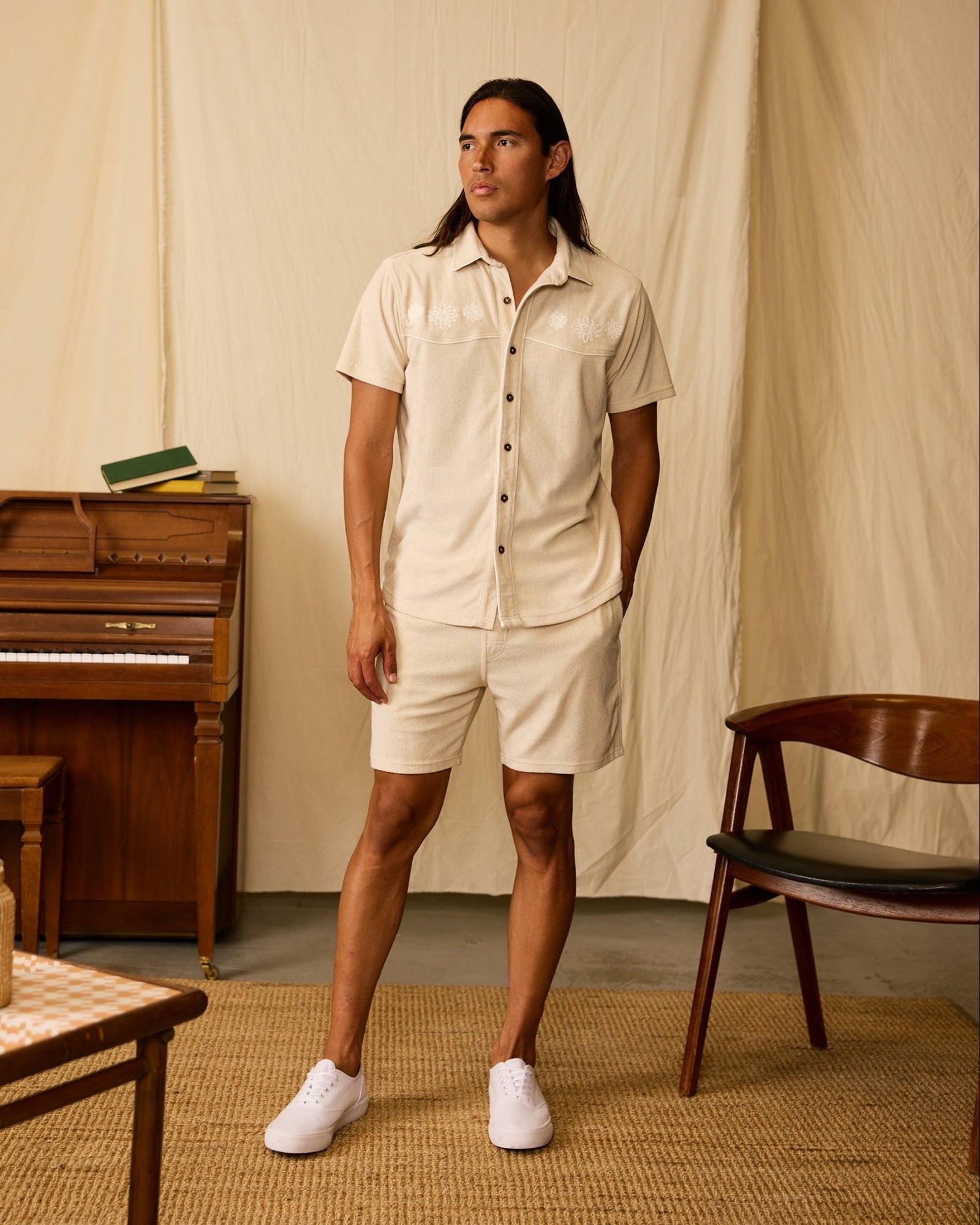 Gaucho Terry Cloth Shorts Alabaster