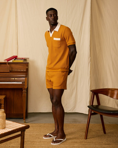 The Cannes Waffle Knit Shorts - Burnt Sienna - Dandy Del Mar