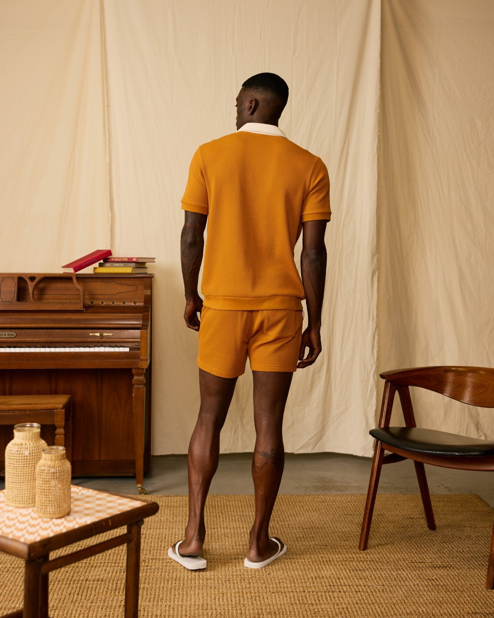 B*B様 Polo by Ralph Lauren ディアスキン　シャツ Men's Cannes Waffle Knit Polo Shirt - Burnt Sienna – Dandy Del Mar
