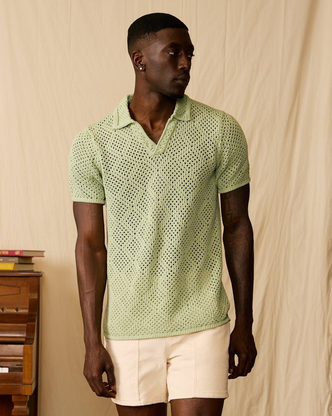Antibes Crochet Polo Shirt Pistachio