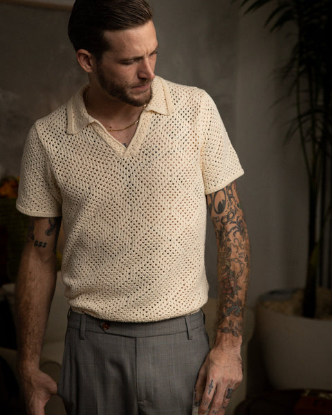 トップス LEINWANDE Olive crochet shirts white leinwände 25 S/S Collection: Top picks - Olive Crochet Shirts 3