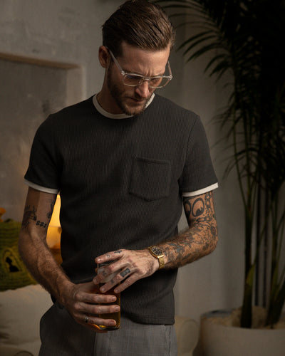 The Cannes Waffle Knit Tee - Albatross - Dandy Del Mar