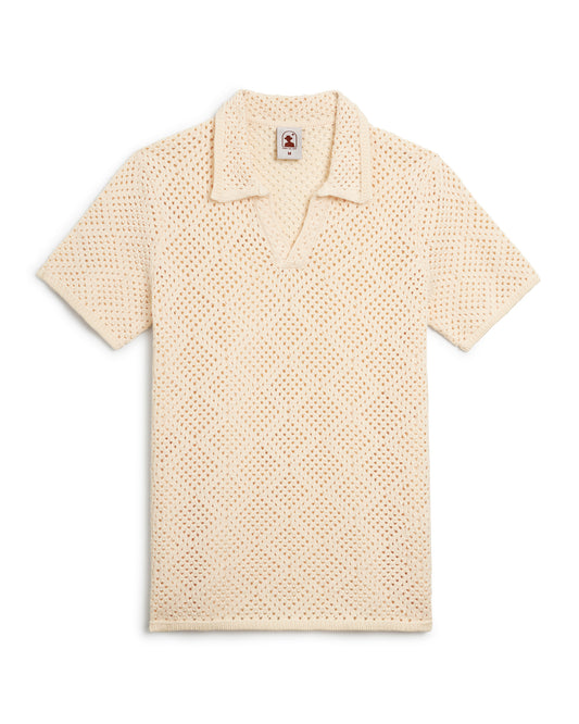 Dandy Del Mar - The Antibes Crochet Shirt - Vintage Ivory - man back.