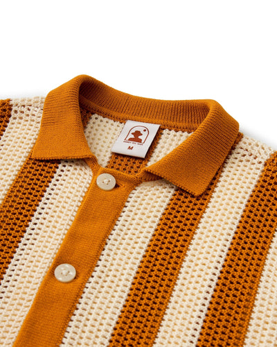 The Dominica Crochet Shirt - Burnt Sienna Stripe - Dandy Del Mar