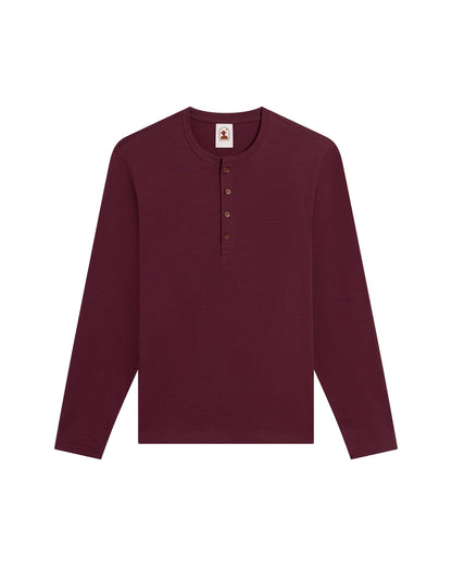 The Ensenada Long Sleeve Henley - Bordeaux - Dandy Del Mar