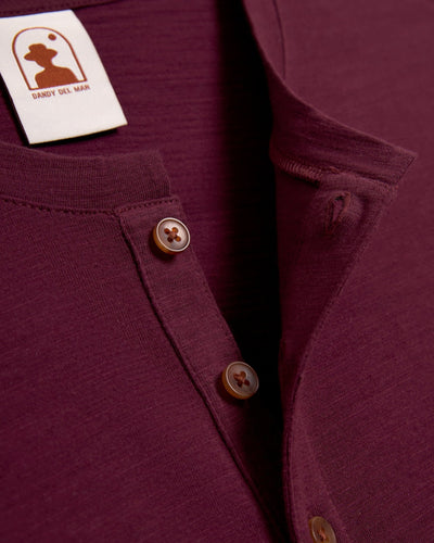 The Ensenada Long Sleeve Henley - Bordeaux - Dandy Del Mar