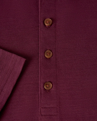 The Ensenada Long Sleeve Henley - Bordeaux - Dandy Del Mar