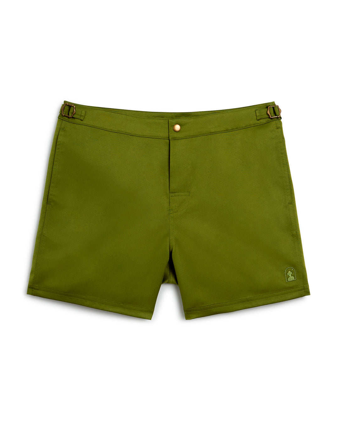 The Mallorca Short - Arbequina by Dandy Del Mar in olive green.