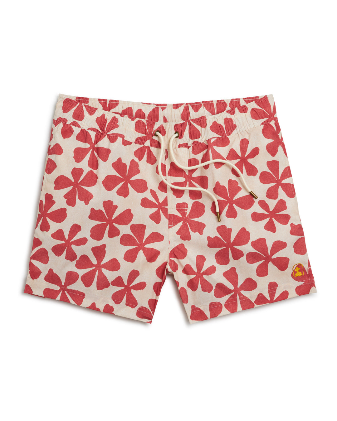A Dandy Del Mar red and white floral print Ventura Volley Short - Currant swim trunks.