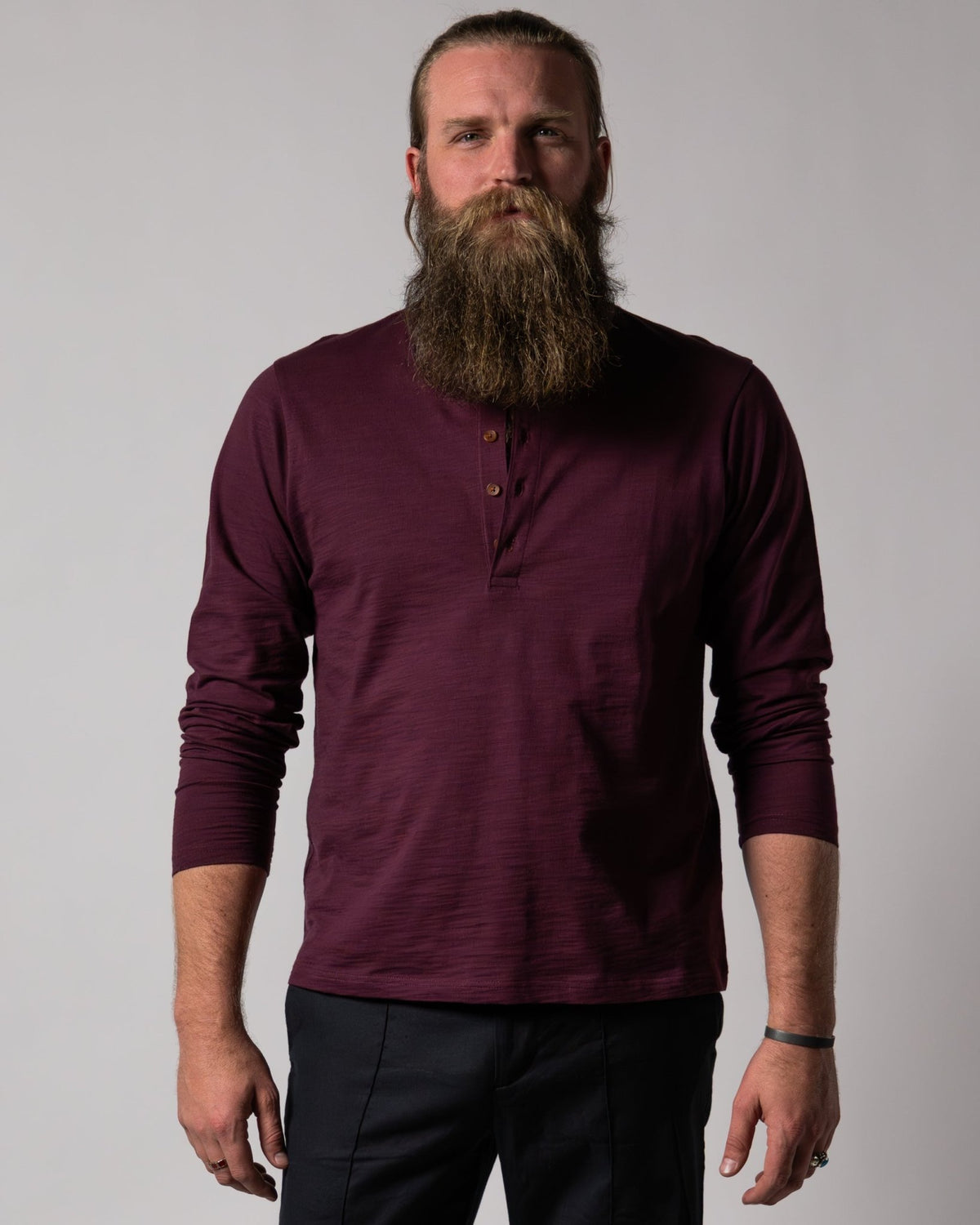 Ensenada Long Sleeve Henley Bordeaux