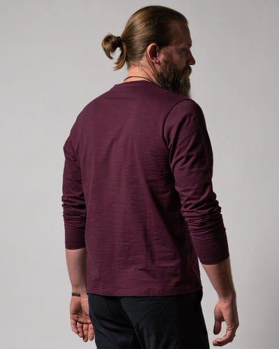 The Ensenada Long Sleeve Henley - Bordeaux - Dandy Del Mar