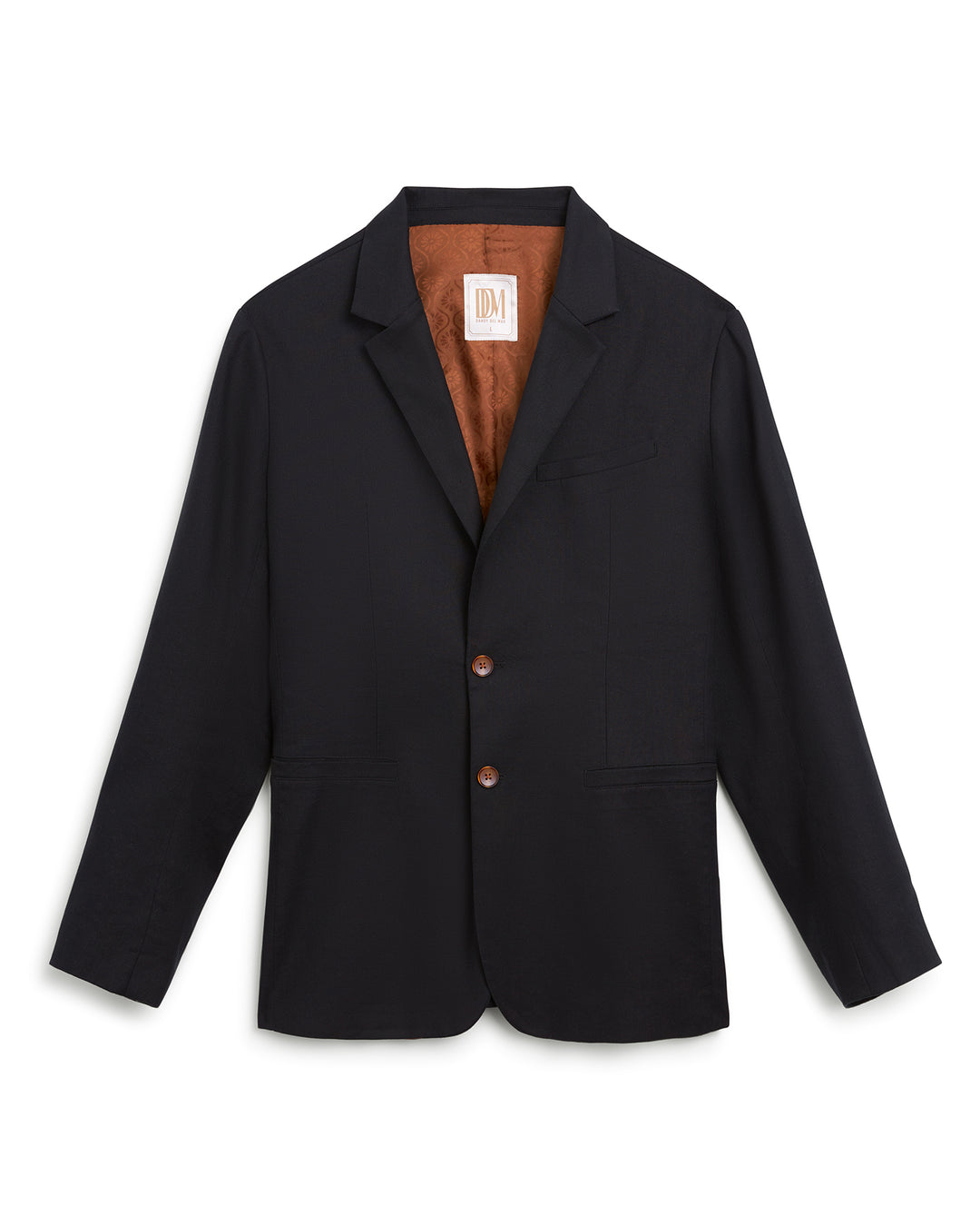 A Dandy Del Mar Brisa Linen Blazer - Onyx with fine linens and brown buttons perfect for night flirtations.