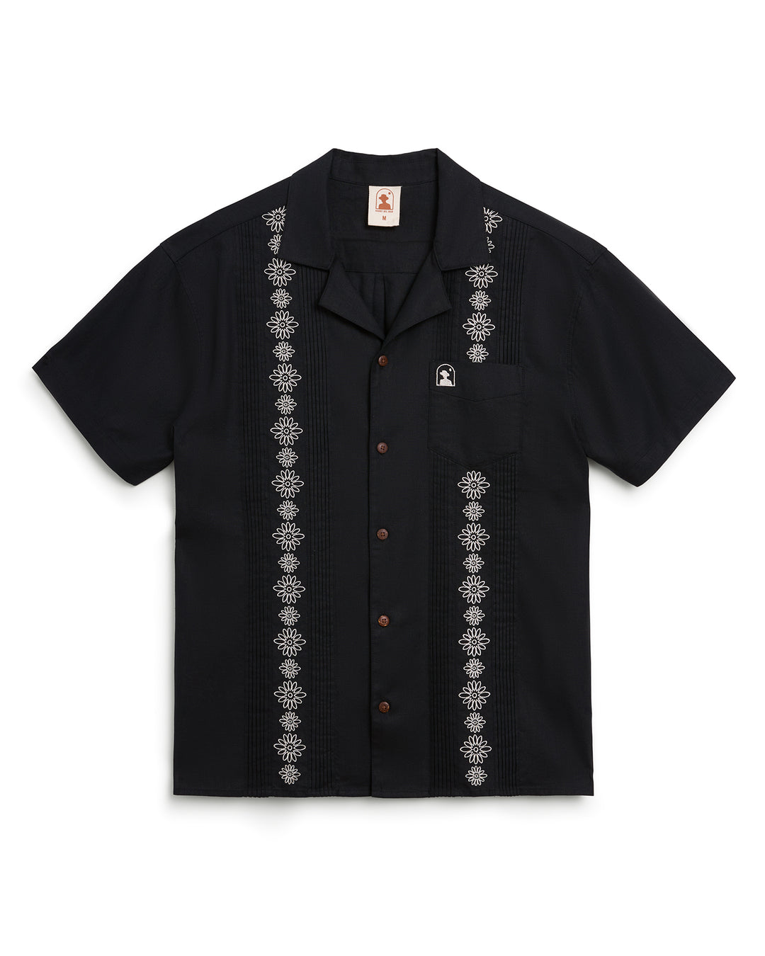 An embroidered Brisa Linen Shirt - Onyx by Dandy Del Mar.