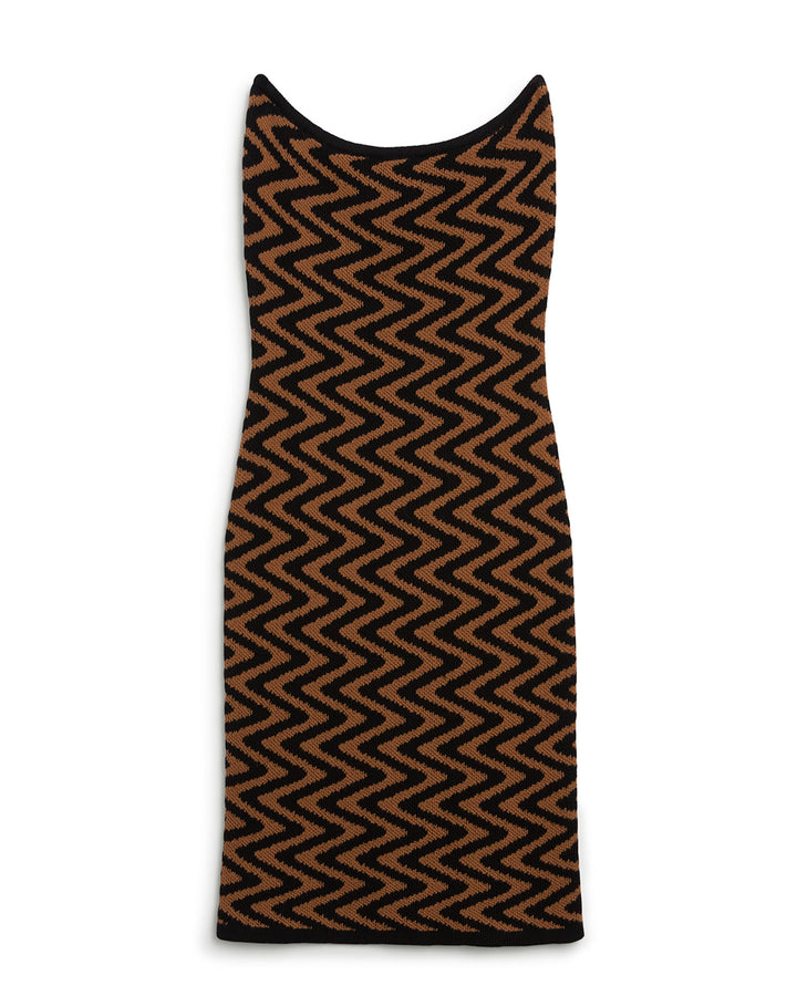 A Dandy Del Mar Cabaret Tube Dress - Onyx with a zigzag pattern.