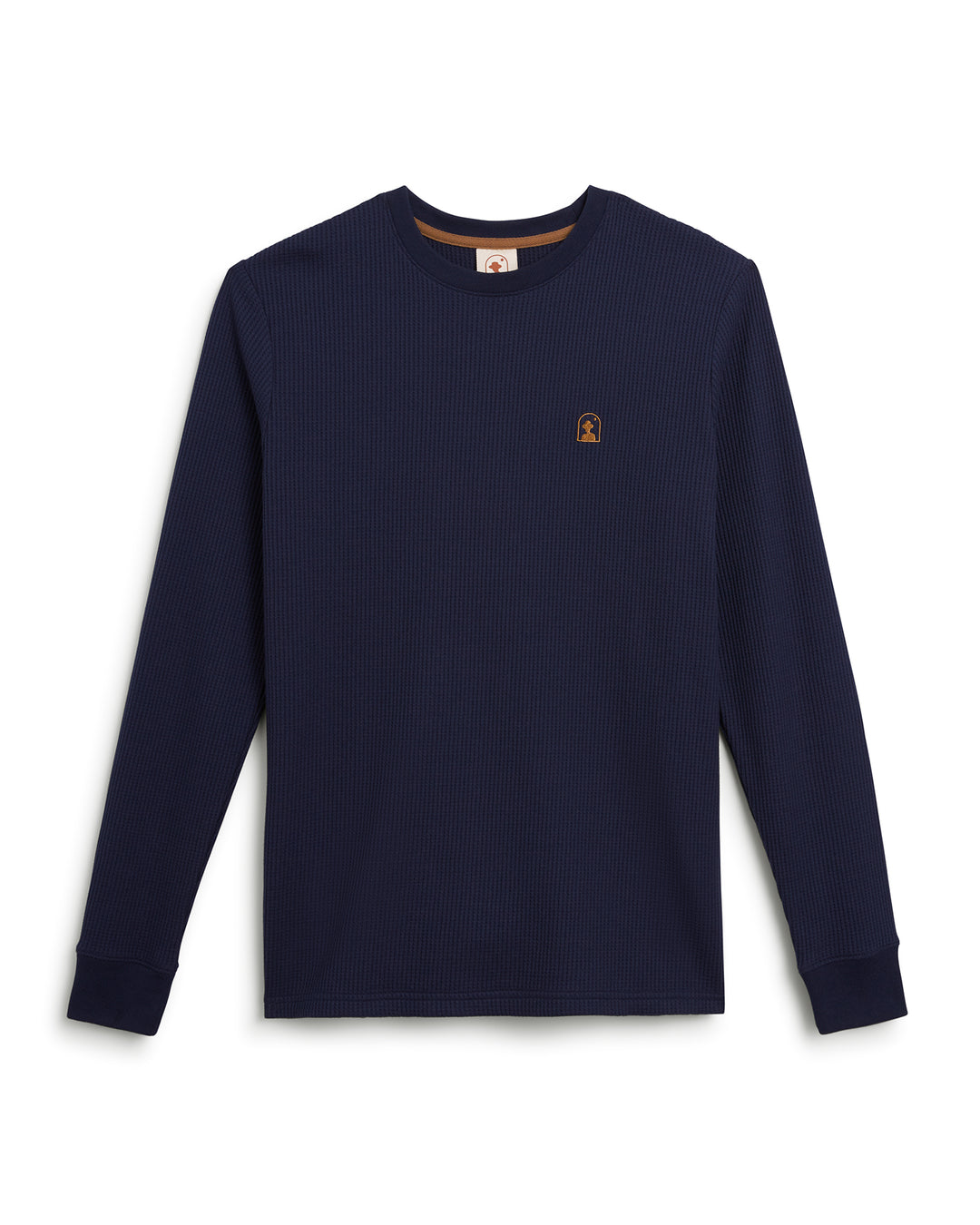 A Dandy Del Mar Cannes Long Sleeve Tee - Luxe Navy with an orange logo.