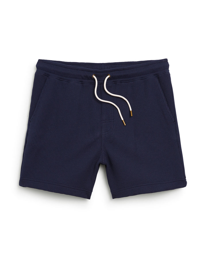 Men's Luxe Navy Cannes shorts by Dandy Del Mar with a drawstring fit.