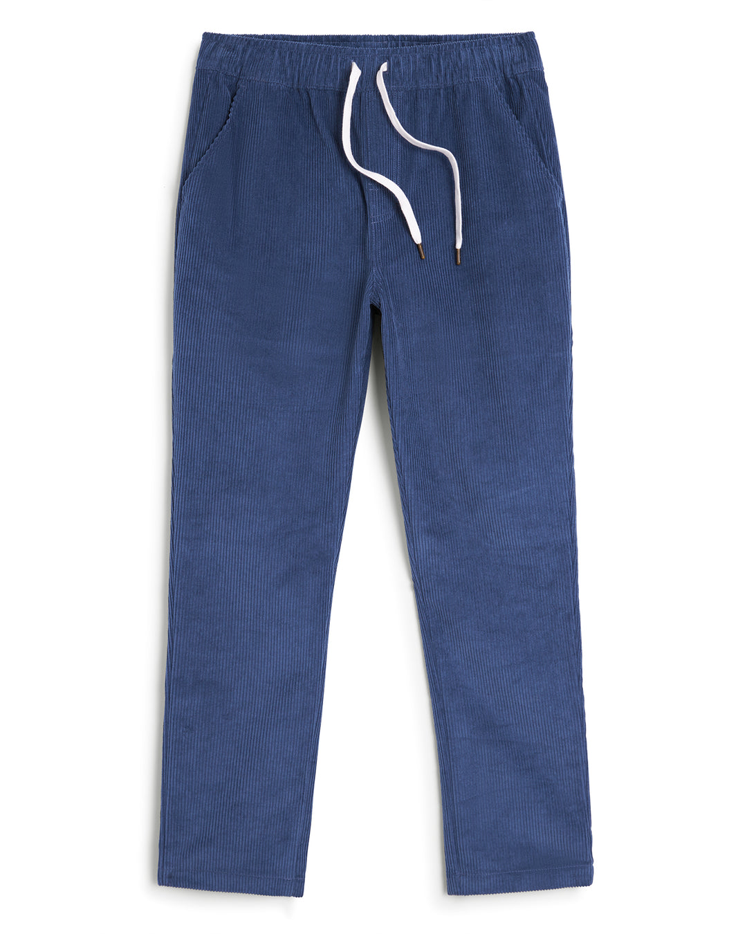 A blue corduroy Corsica Pant - Moontide from Dandy Del Mar with a drawstring.