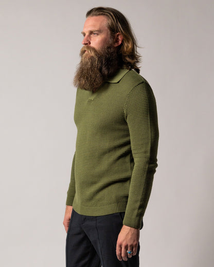 The Sebastian Long Sleeve Polo Shirt - Arbequina - Dandy Del Mar