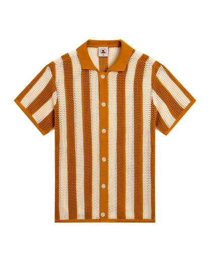 The Dominica Crochet Shirt - Burnt Sienna Stripe – Dandy Del Mar The Dominica Crochet Shirt - Burnt Sienna Stripe – Dandy Del Mar