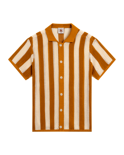 The Dominica Crochet Shirt - Burnt Sienna Stripe - Dandy Del Mar