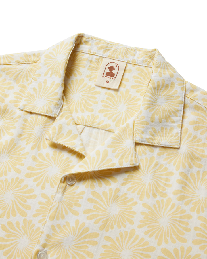 A Dandy Del Mar Grenadine Crinkle Gauze Shirt - Cream Fleur Print.