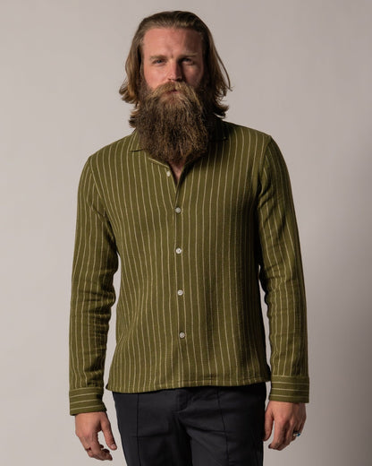 The Palma Long Sleeve Shirt - Arbequina Stripe - Dandy Del Mar