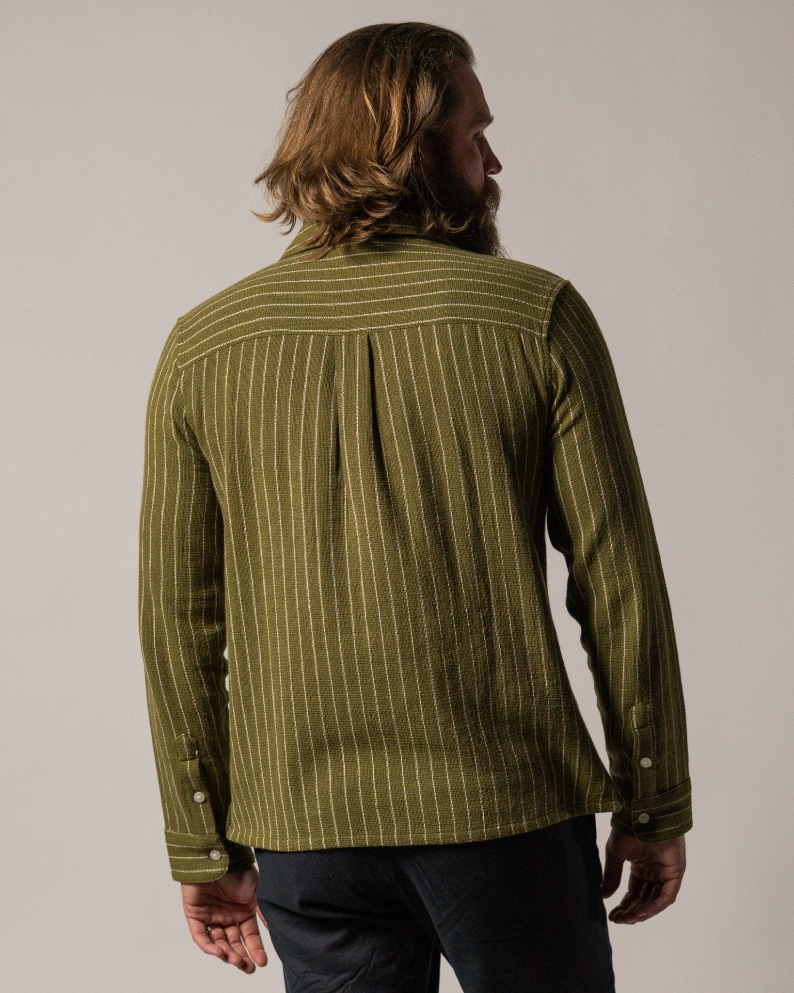 The Palma Long Sleeve Shirt - Arbequina Stripe - Dandy Del Mar